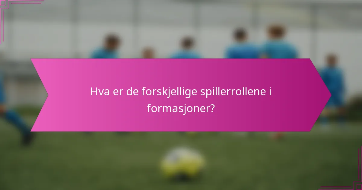 Hva er de forskjellige spillerrollene i formasjoner?
