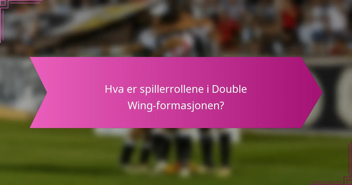 Hva er spillerrollene i Double Wing-formasjonen?