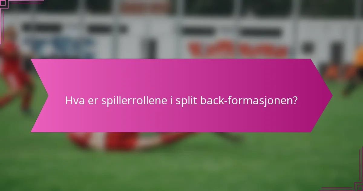 Hva er spillerrollene i split back-formasjonen?